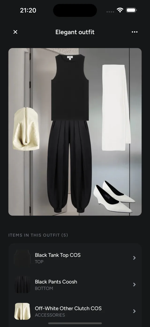 The outfit — the Stylor app